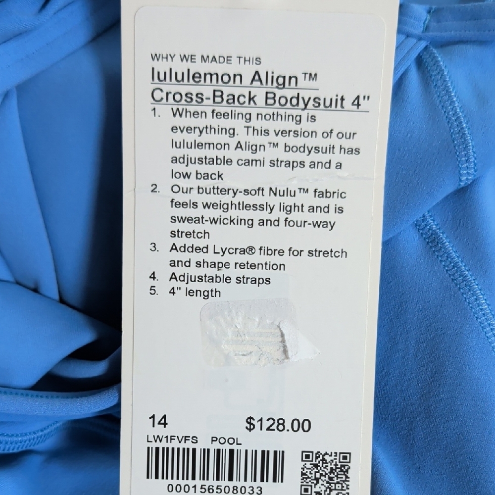 Lululemon Align Cross-Back Bodysuit 4" Pool Party NWT - Picture 7 of 8